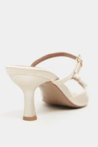 Nisantasi Shoes Calista BEIGE Satin Hair Clip Detailed Pointed toe Women Heels Slippers - Image 5