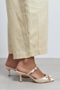 Nisantasi Shoes Calista BEIGE Satin Hair Clip Detailed Pointed toe Women Heels Slippers - Image 8