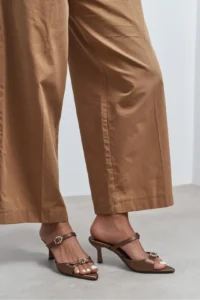 Nisantasi Shoes Calista Brown Satin Hair Clip Detailed Pointed toe Women Heels Slippers - Image 2