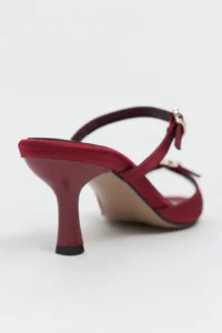 Nisantasi Shoes Calista Burgundy Satin Hair Clip Detailed Pointed toe Women Heels Slippers - Image 5