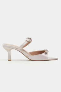 Nisantasi Shoes Calista Dark BEIGE Satin Hair Clip Detailed Pointed toe Women Heels Slippers