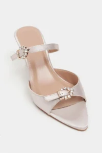 Nisantasi Shoes Calista Dark BEIGE Satin Hair Clip Detailed Pointed toe Women Heels Slippers - Image 4