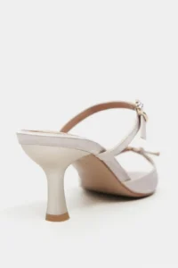 Nisantasi Shoes Calista Dark BEIGE Satin Hair Clip Detailed Pointed toe Women Heels Slippers - Image 5