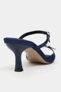 Nisantasi Shoes CALISTA NAVY BLUE Satin Hair Clip Detailed Pointed toe Women Heels Slippers - Image 5