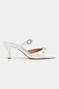 Nisantasi Shoes Calista Pearl Satin Hair Clip Detailed Pointed toe Women Heels Slippers