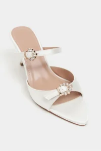 Nisantasi Shoes Calista Pearl Satin Hair Clip Detailed Pointed toe Women Heels Slippers - Image 4