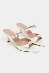 Nisantasi Shoes Calista Pearl Satin Hair Clip Detailed Pointed toe Women Heels Slippers - Image 6