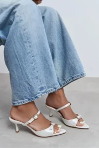 Nisantasi Shoes Calista Pearl Satin Hair Clip Detailed Pointed toe Women Heels Slippers - Image 7
