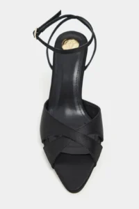 Nisantasi Shoes MONICA Black Satin Bilek Belt Detailed Women Thin Heels Shoes - Image 5