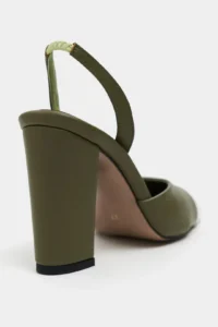 Nisantasi Shoes Solea Khaki MATTE WHITE Toe Detailed Back Elastic Thick Heels Women Shoes - Image 5