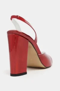 Nisantasi Shoes Solea Red Patent WHITE Toe Detailed Back Elastic Thick Heels Women Shoes - Image 5