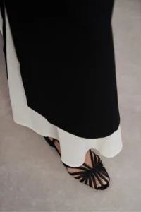 Nisantasi Shoes Leny Black Satin Piped 1-2 Cm Thick Heels Women Sandals Flats - Image 8