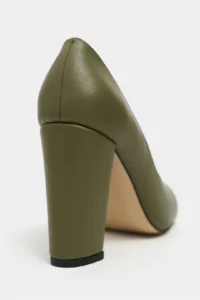 Nisantasi Shoes Emily Khaki MATTE WHITE Toe Detailed Back Closed Thick Heels Women Shoes - Image 5