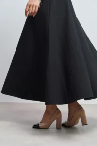Nisantasi Shoes Emily Nude MATTE Black Toe Detailed Back Closed Thick Heels Women Shoes - Image 10