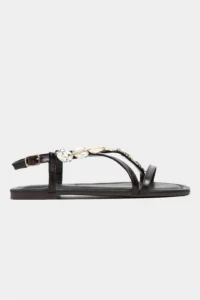 Nisantasi Shoes Selene Brown Gold Accessory Detailed Cross Banded Flat Sole Women Sandals - Image 3
