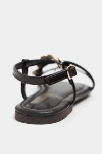 Nisantasi Shoes Selene Brown Gold Accessory Detailed Cross Banded Flat Sole Women Sandals - Image 5