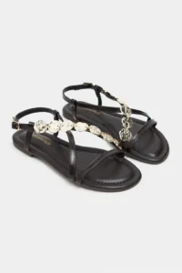 Nisantasi Shoes Selene Brown Gold Accessory Detailed Cross Banded Flat Sole Women Sandals - Image 6