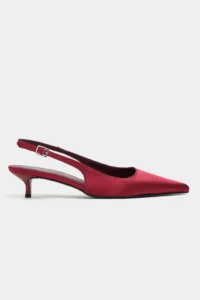 Nisantasi Shoes Rovia Burgundy Satin Pointed toe Thin Heels Women Shoes
