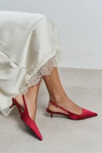 Nisantasi Shoes Rovia Burgundy Satin Pointed toe Thin Heels Women Shoes - Image 2