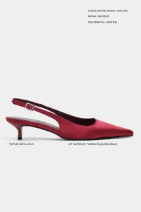Nisantasi Shoes Rovia Burgundy Satin Pointed toe Thin Heels Women Shoes - Image 3