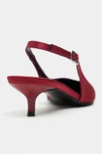 Nisantasi Shoes Rovia Burgundy Satin Pointed toe Thin Heels Women Shoes - Image 5
