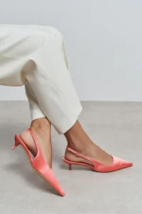 Nisantasi Shoes Rovia Salmon Satin Pointed toe Thin Heels Women Shoes - Image 2