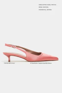 Nisantasi Shoes Rovia Salmon Satin Pointed toe Thin Heels Women Shoes - Image 3