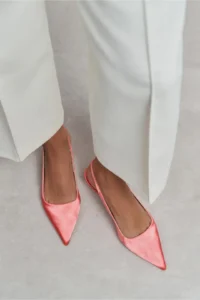 Nisantasi Shoes Rovia Salmon Satin Pointed toe Thin Heels Women Shoes - Image 7