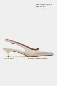 Nisantasi Shoes Rovia Sand BEIGE Satin Pointed toe Thin Heels Women Shoes - Image 3