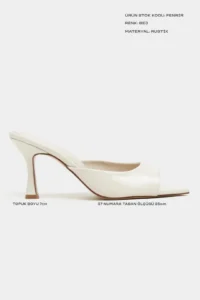 Nisantasi Shoes Fenrir BEIGE RUSTIC Patterned Pointed toe Women Thin Heels Slippers - Image 3