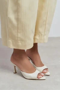 Nisantasi Shoes Fenrir BEIGE RUSTIC Patterned Pointed toe Women Thin Heels Slippers - Image 7