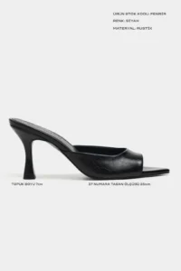 Nisantasi Shoes Fenrir Black RUSTIC Patterned Pointed toe Women Thin Heels Slippers - Image 2