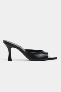 Nisantasi Shoes Fenrir Black RUSTIC Patterned Pointed toe Women Thin Heels Slippers - Image 4
