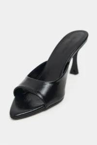 Nisantasi Shoes Fenrir Black RUSTIC Patterned Pointed toe Women Thin Heels Slippers - Image 5
