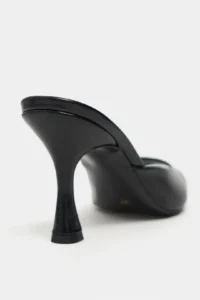 Nisantasi Shoes Fenrir Black RUSTIC Patterned Pointed toe Women Thin Heels Slippers - Image 6