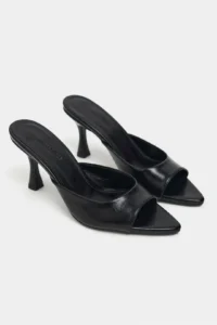 Nisantasi Shoes Fenrir Black RUSTIC Patterned Pointed toe Women Thin Heels Slippers - Image 7