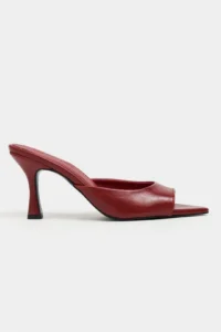 Nisantasi Shoes Fenrir Red RUSTIC Patterned Pointed toe Women Thin Heels Slippers