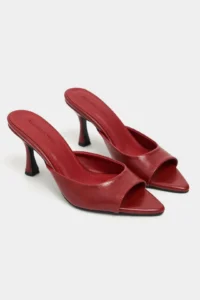 Nisantasi Shoes Fenrir Red RUSTIC Patterned Pointed toe Women Thin Heels Slippers - Image 6