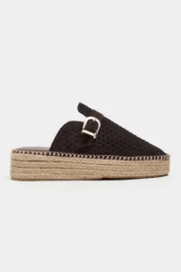 Nisantasi Shoes Maren Brown Suede Leather Lazer Delikli Hair Clip Detailed Wicker Taban Women Espadrille Slippers