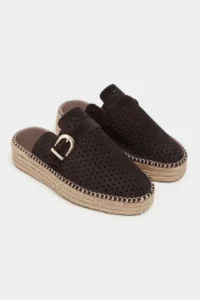 Nisantasi Shoes Maren Brown Suede Leather Lazer Delikli Hair Clip Detailed Wicker Taban Women Espadrille Slippers - Image 6