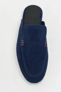 Nisantasi Shoes Letty NAVY BLUE Suede Leather Flat Sole Women Loafer Slippers - Image 4