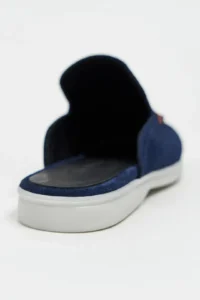 Nisantasi Shoes Letty NAVY BLUE Suede Leather Flat Sole Women Loafer Slippers - Image 5