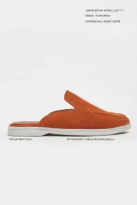 Nisantasi Shoes Letty Orange Suede Leather Flat Sole Women Loafer Slippers - Image 3