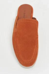 Nisantasi Shoes Letty Orange Suede Leather Flat Sole Women Loafer Slippers - Image 4