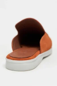 Nisantasi Shoes Letty Orange Suede Leather Flat Sole Women Loafer Slippers - Image 5