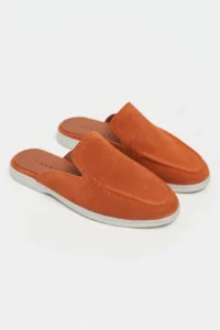 Nisantasi Shoes Letty Orange Suede Leather Flat Sole Women Loafer Slippers - Image 6