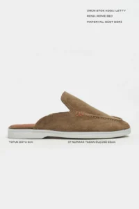 Nisantasi Shoes Letty ROME BEIGE Suede Leather Flat Sole Women Loafer Slippers - Image 3
