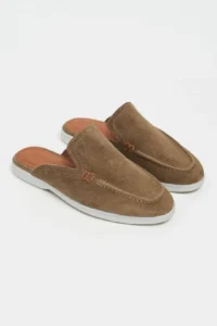 Nisantasi Shoes Letty ROME BEIGE Suede Leather Flat Sole Women Loafer Slippers - Image 6