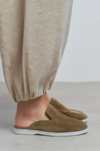 Nisantasi Shoes Letty ROME BEIGE Suede Leather Flat Sole Women Loafer Slippers - Image 7
