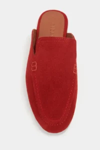 Nisantasi Shoes Letty Red SUEDE Leather Flat Sole Women Loafer Slippers - Image 4